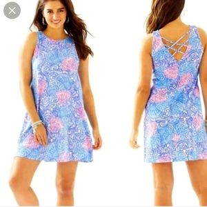 Lilly Pulitzer, Kristen swing dress, size large, VGUC. Blue Haven raising shell